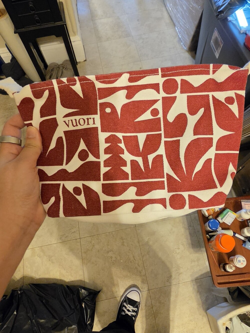 Vuori Red & White Graphic Zip Pouch